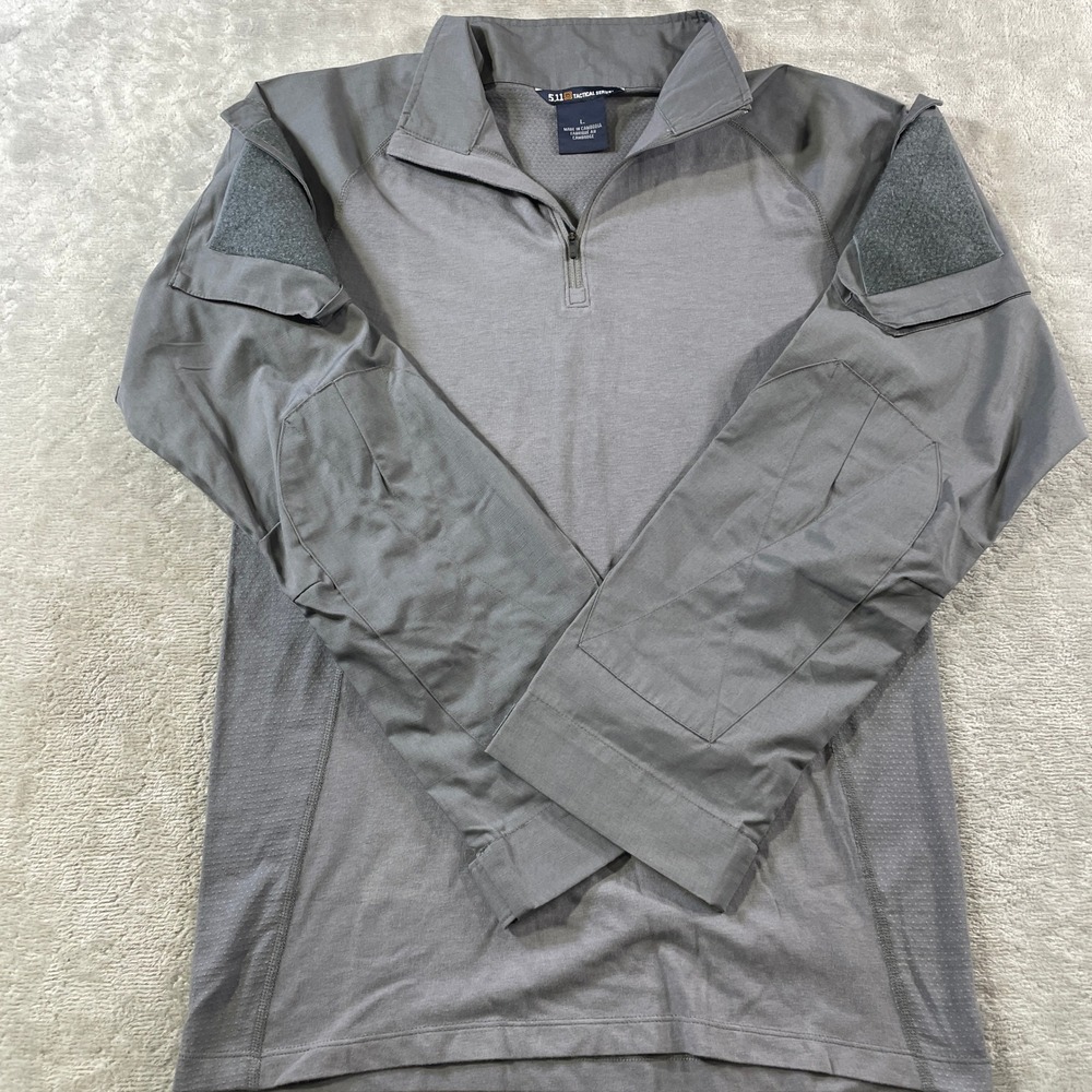 5.11 Tactical Rapid Assault Combat Shirt Mens Large Grey Quarter Zip Military
